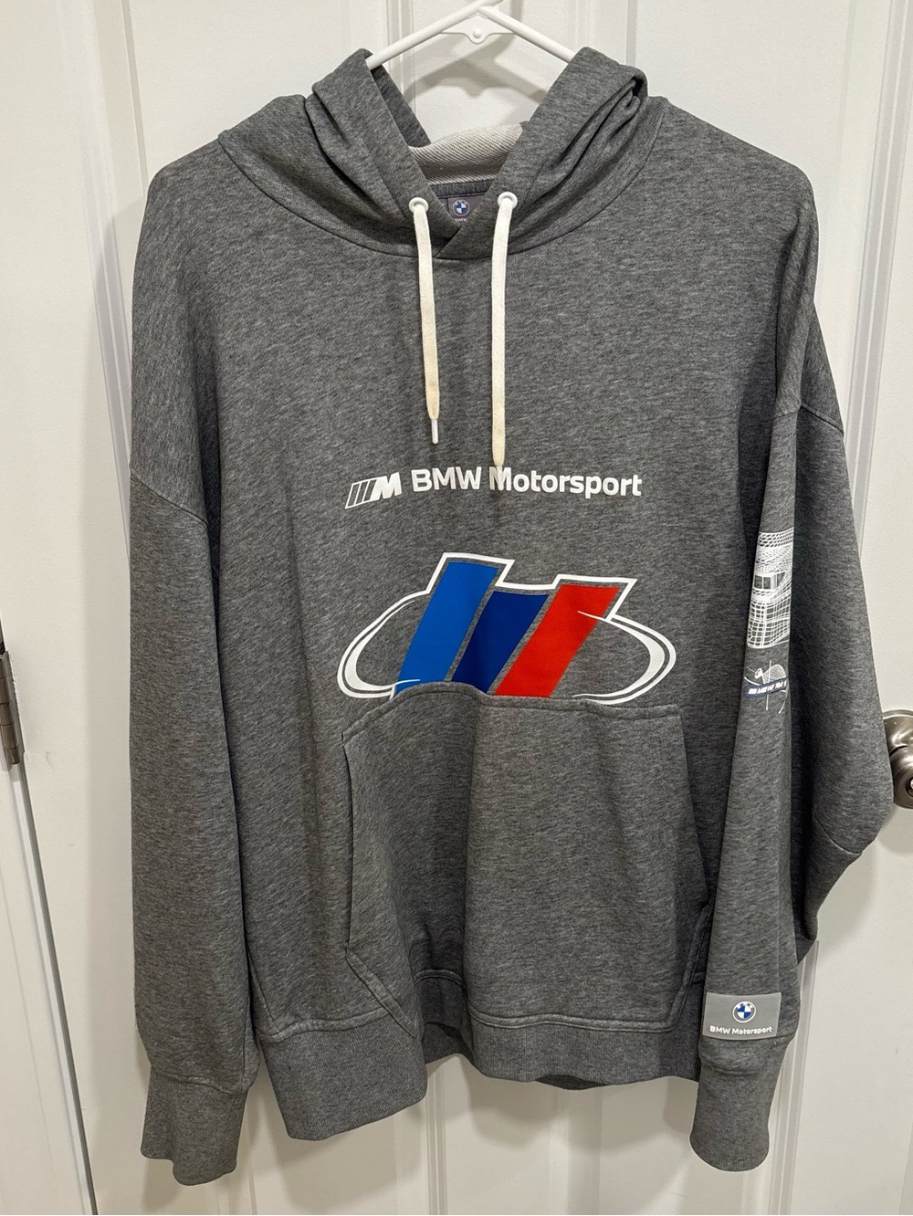 Puma BMW M Motorsport Graphic Grey Pullover Sweatshirt Hoodie Mens U.S. Medium